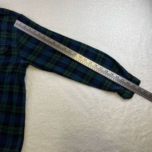 Woolrich Shirt Mens XL Button Plaid Flannel Long Sleeve Blue Green Cotton Extra - Picture 10 of 12
